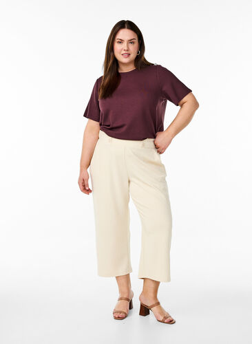 Zizzi Kortermet bluse med knappestolpe, Mørk Bordeaux, Model image number 1