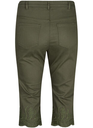Zizzi Knebukser med høy midje og engelsk broderi, Dusty Olive, Packshot image number 1
