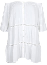 Strandtunika med off-shoulder, White