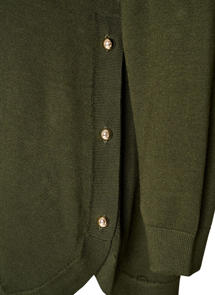 Strikkebluse med knapper p&aring; siden, Gr&oslash;nn, Packshot image number 3