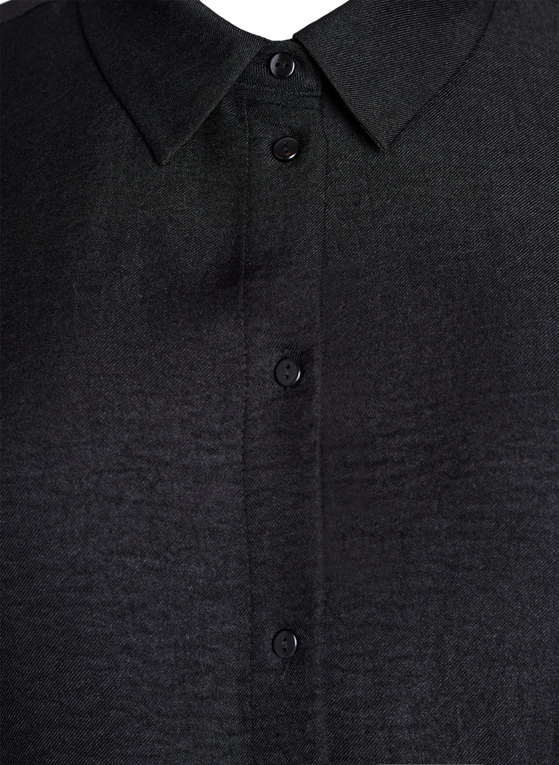 Zizzi Skjortekjole i knelengde med bindebelte, Svart, Packshot image number 2