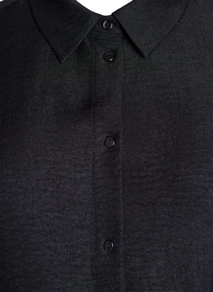 Skjortekjole i knelengde med bindebelte, Svart, Packshot image number 2