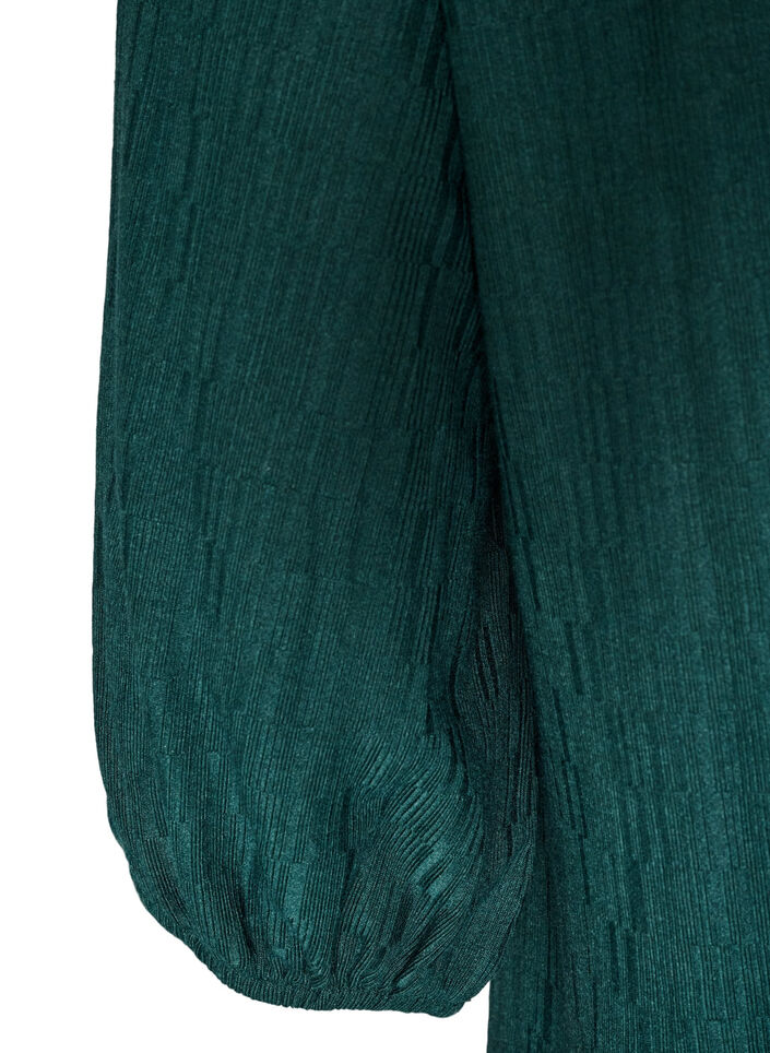 Kjole med ballongform og struktur, Gr&oslash;nn, Packshot image number 3