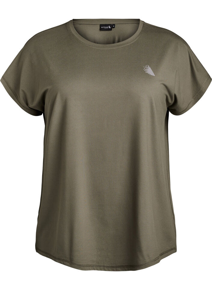 Ensfarget trenings-T-skjorte, Gr&oslash;nn, Packshot image number 0