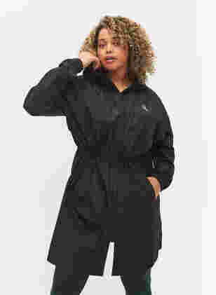Lang treningsjakke med justerbar midje, Black, Model