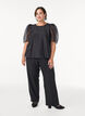 Festbluse i organza-uttrykk med prikker, Svart, Model image number 1
