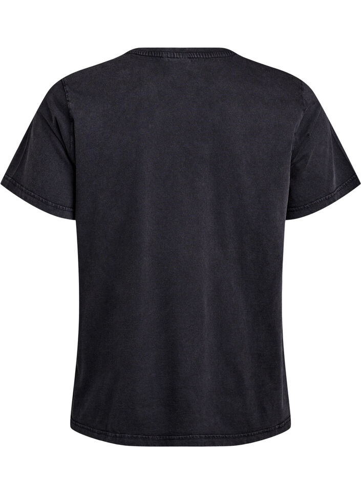 T-skjorte med rhinesteiner og vasket look, Grey Washed, Packshot
