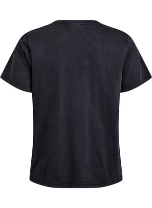 Zizzi T-skjorte med rhinesteiner og vasket look, Grå, Packshot image number 1