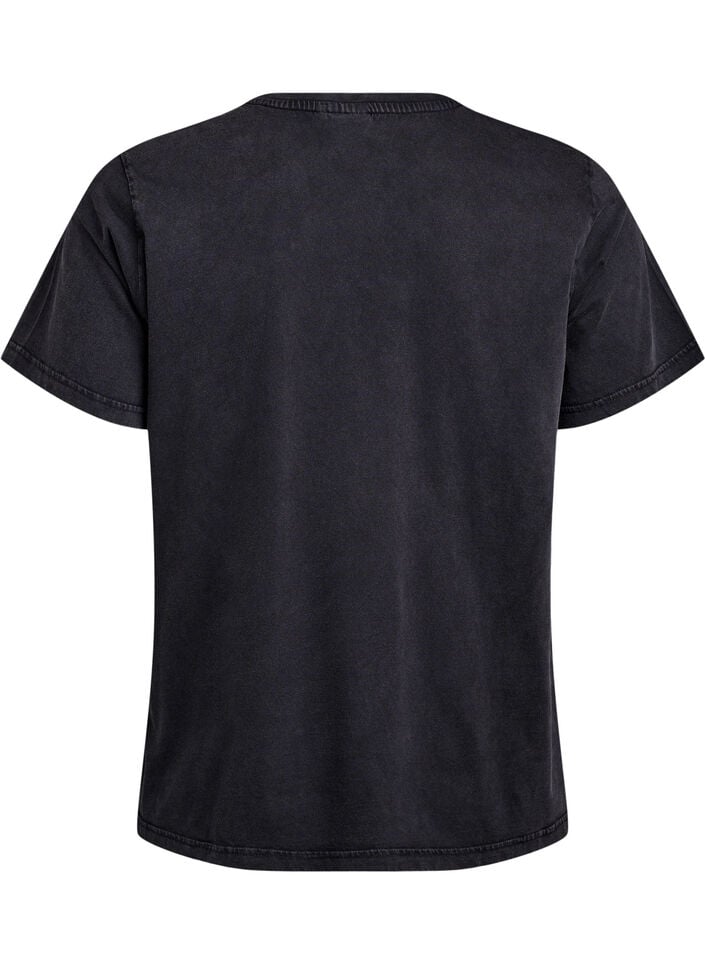 T-skjorte med rhinesteiner og vasket look, Grey Washed T-skjorte med rhinesteiner og vasket look, Grey Washed, Packshot