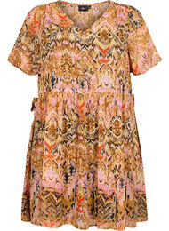 Kort kjole med V-hals og mønster, Colorful Ethnic