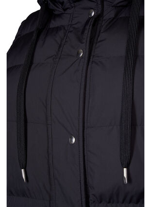 Lang vest med hette og knappelukking, Black, Packshot image number 2