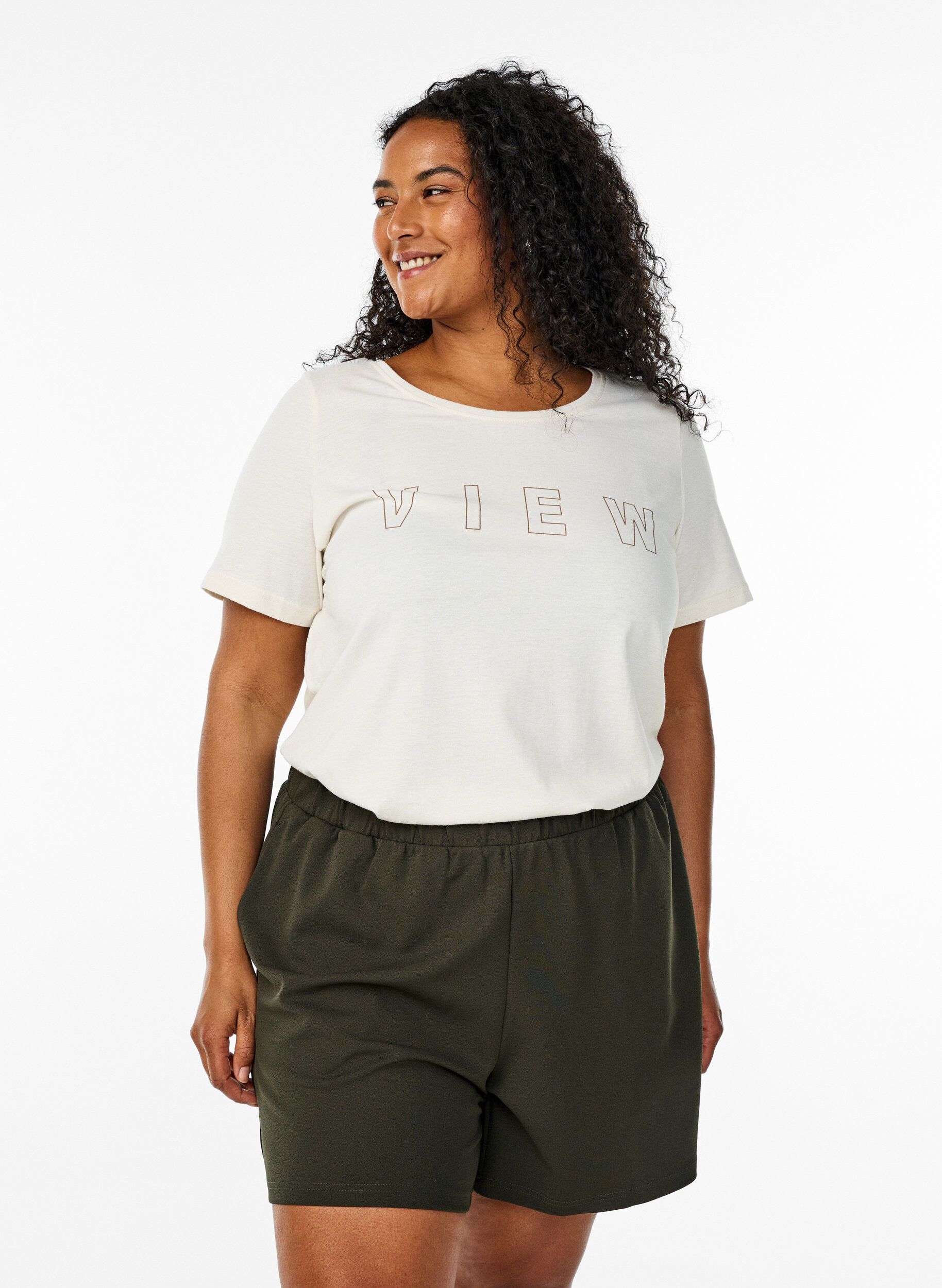 ZizziL&oslash;stsittende shorts med lommer, Gr&oslash;nn, Model image number 0