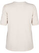 Bluse med knappedetaljer og korte puffermer, Beige, Packshot image number 1