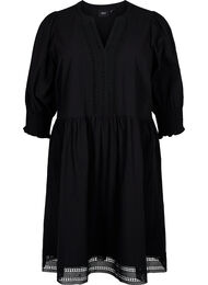 Bomullskjole med heklede detaljer, Black