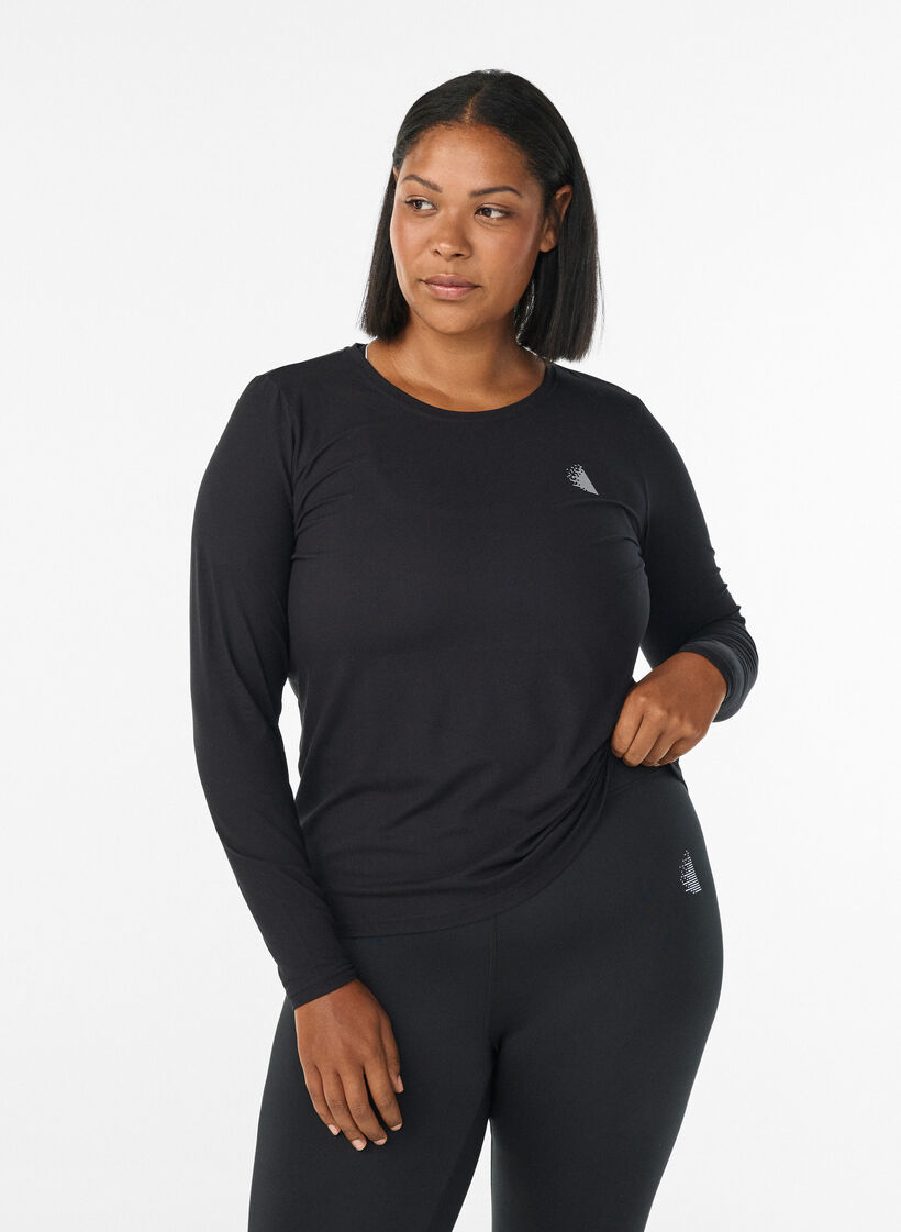 Treningsgenser med lange ermer, Svart, Model image number 0