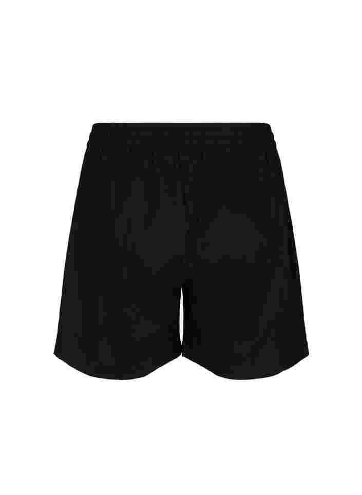 Løse shorts i bomullsmiks med lin, Black, Packshot image number 1