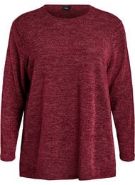 Langermet bluse med tekstur, M&oslash;rk Bordeaux