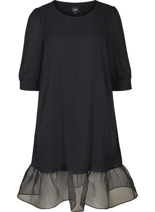 Kjole med puffermer, Black, Packshot image number 0