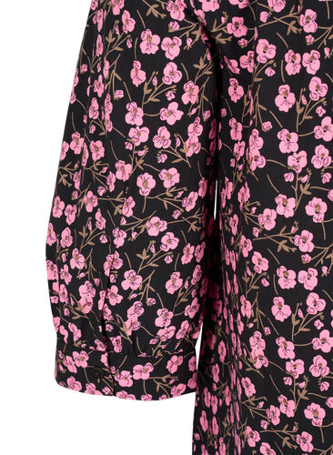 Blomstrete tunika med 3/4-ermer og krage, Flower AOP, Packshot image number 3