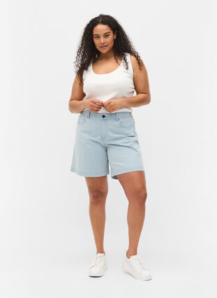 Zizzi Basis tanktopp i en ribbet struktur, 2 stk., Navy B/B White, Model image number 2