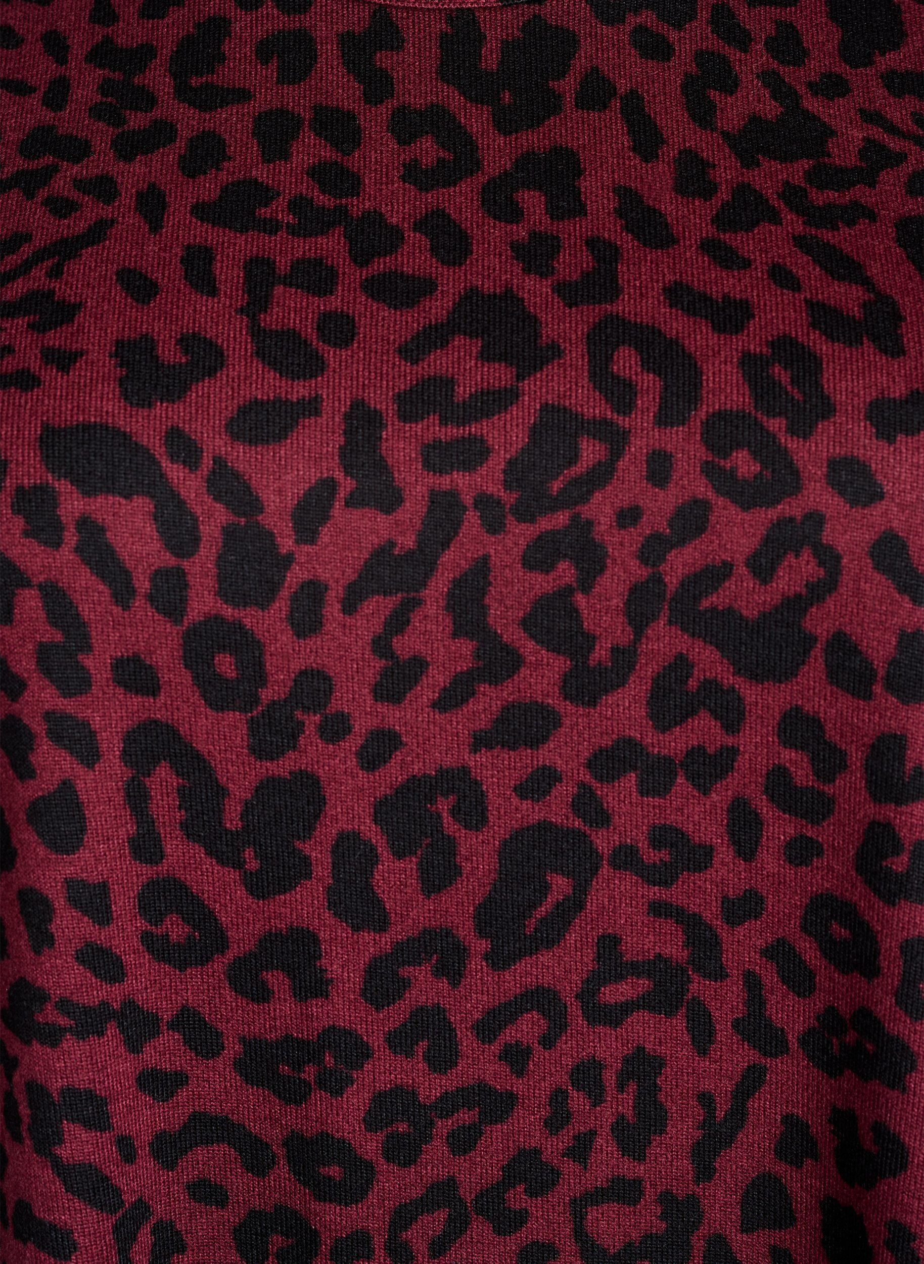 ZizziLeopardm&oslash;nstret bluse med lange ermer, M&oslash;rk Bordeaux, Packshot image number 2