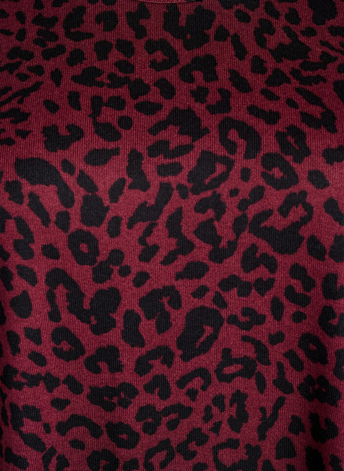 Leopardm&oslash;nstret bluse med lange ermer, M&oslash;rk Bordeaux, Packshot image number 2