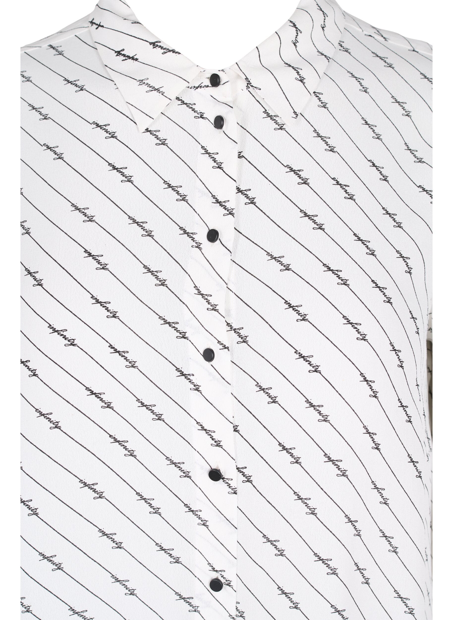 Zizzi Stripete skjortekjole i viskose, White AOP, Packshot image number 2