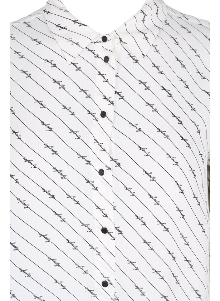 Stripete skjortekjole i viskose, White AOP, Packshot image number 2