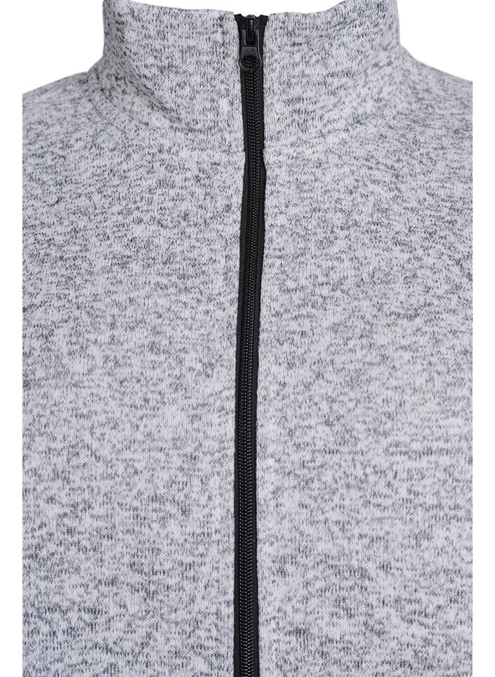 Jersey cardigan med høy krage og glidelås, Light Grey Melange, Packshot