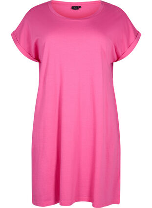 Zizzi 2-pack bomullskjole med korte ermer, Shocking Pink/Black, Packshot image number 2