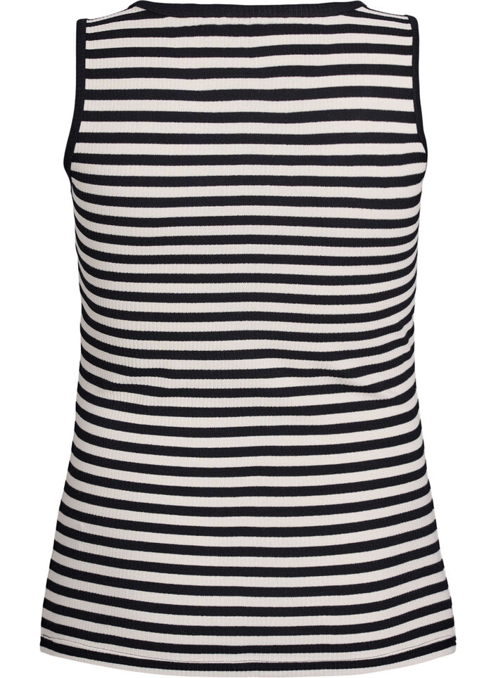 Stripete ribbestrikket singlet, Svart, Packshot image number 1