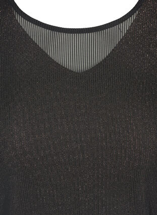 Langermet bluse med lurex og v-hals, Black, Packshot image number 2