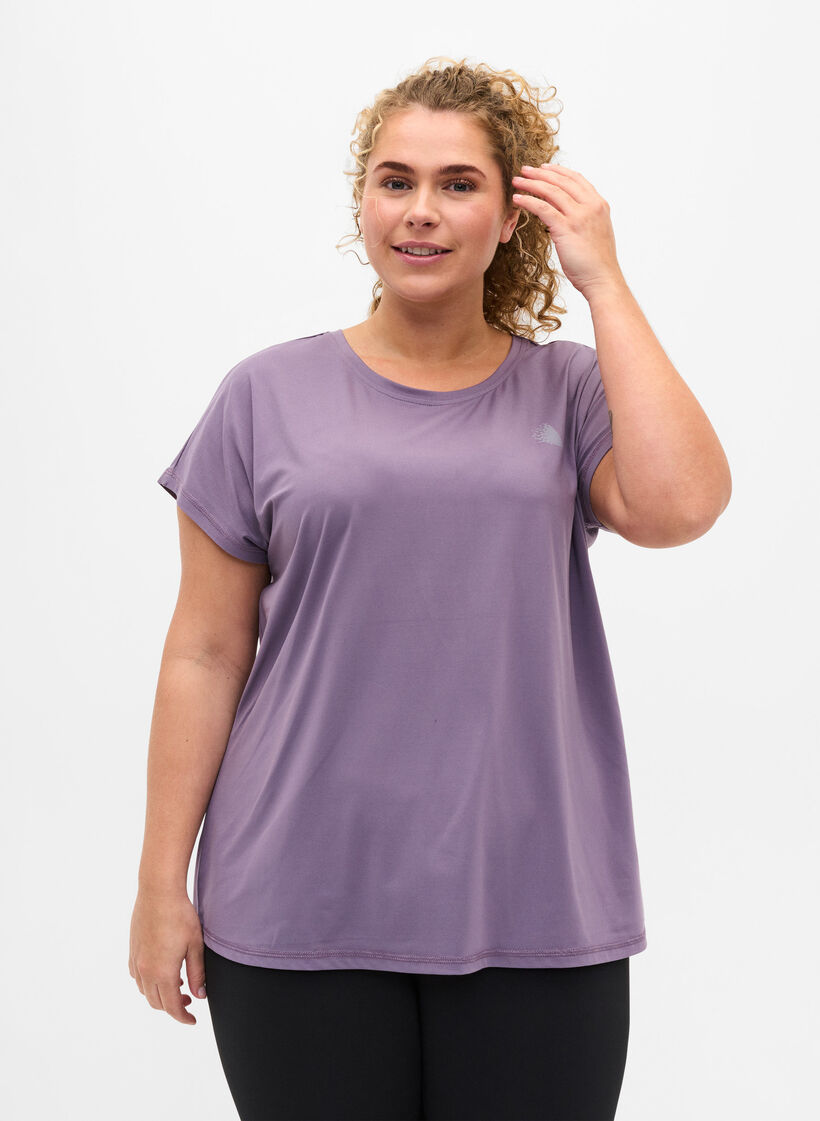 Ensfarget t-skjorte til trening, Purple Sage, Model