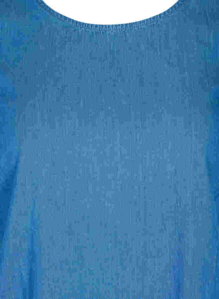 Kortermet denimkjole i bomull, Blue denim, Packshot image number 2