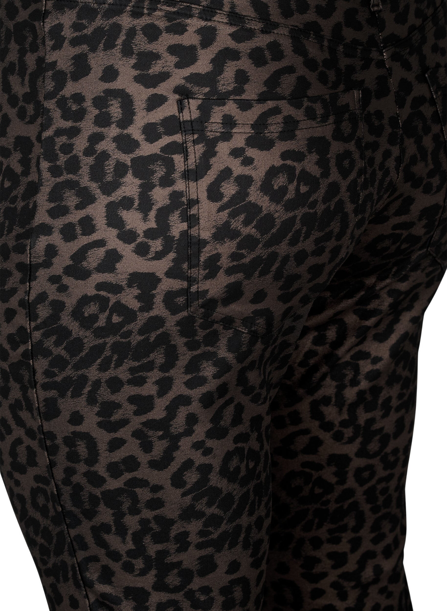 Zizzi Belagte leggings med leopardm&oslash;nster og kort lengde, Brun, Packshot image number 3