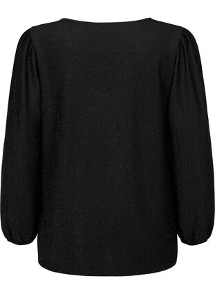 Bluse med glitter og lange ermer, Black Black, Packshot image number 1