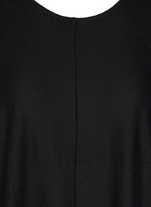 Ensfarget kjole med struktur, Black, Packshot image number 2