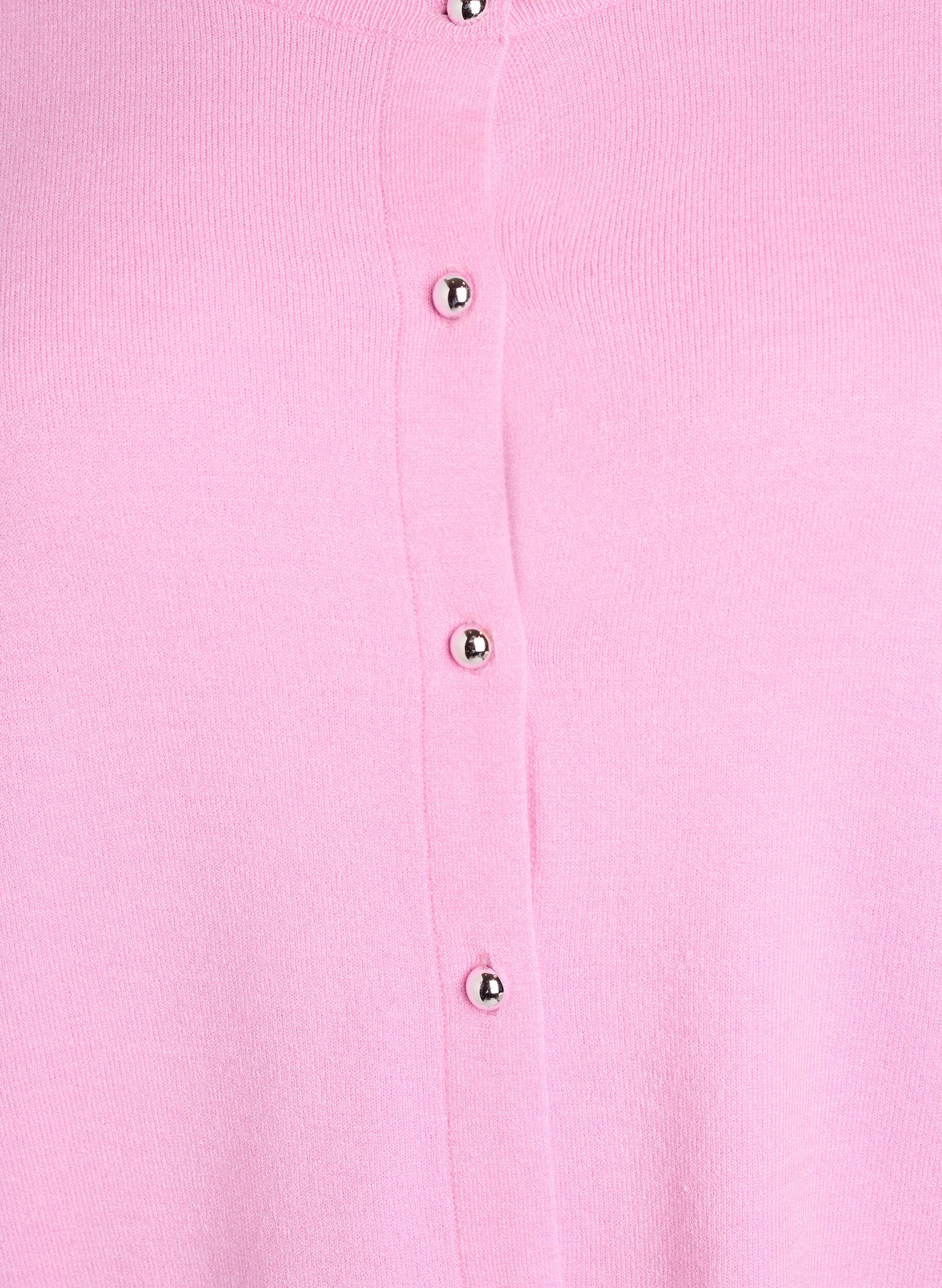 Zizzi Cardigan med runde knapper, Rosa, Packshot image number 2