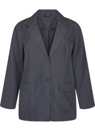 FLASH - Blazer med lommer og splitt, Dark Grey Mel Stripe
