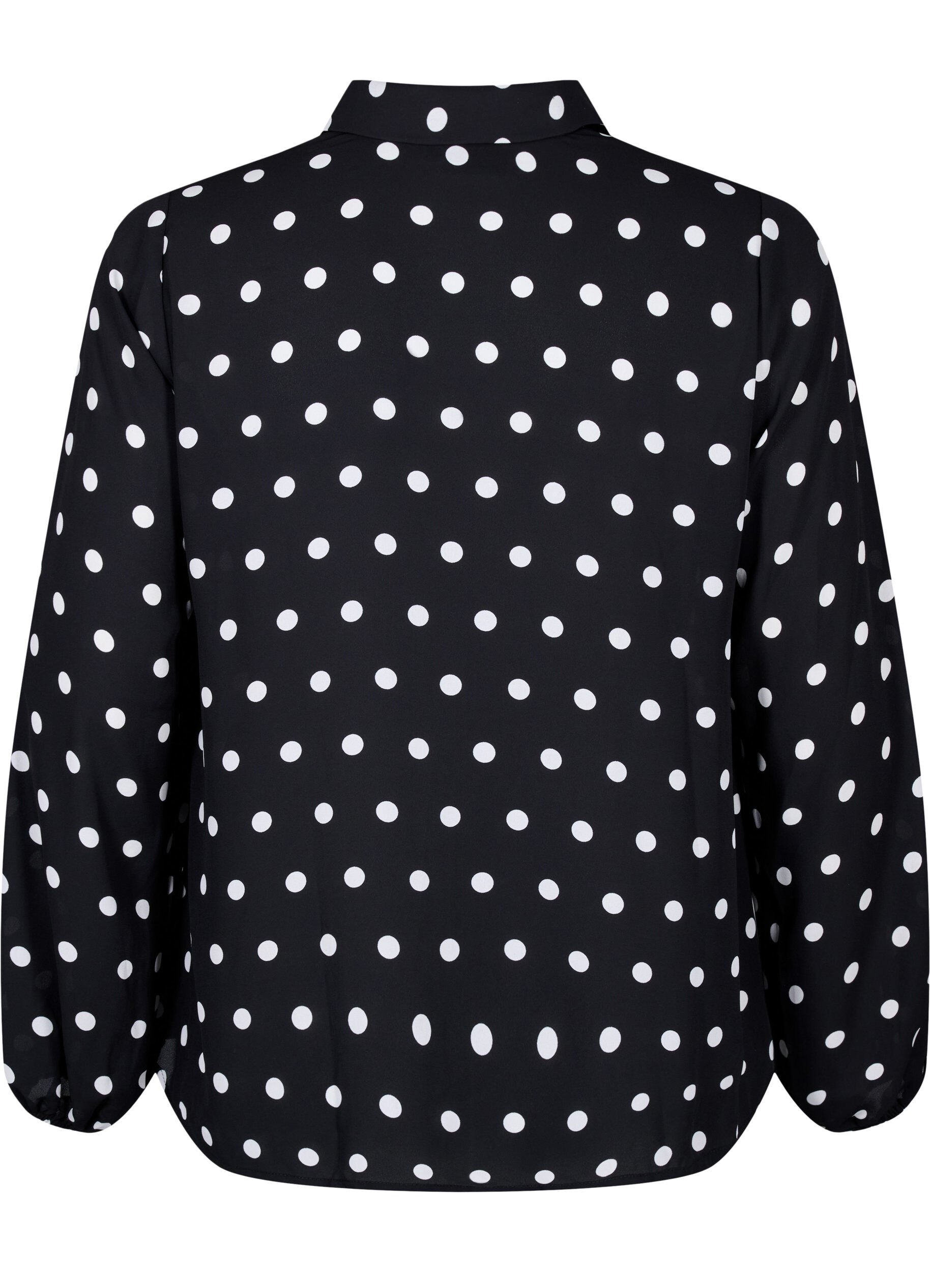 Zizzi Prikkete skjorte med volanger, Black W. White Dot, Packshot image number 1