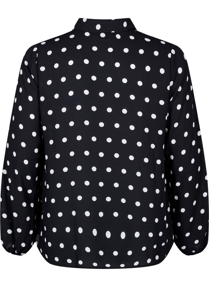 Prikkete skjorte med volanger, Black W. White Dot, Packshot image number 1