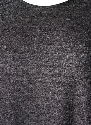 Glitterkjole med 3/4-ermer og rund hals, Black Silver, Packshot image number 2
