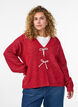 Strikkekardigan med perleknapper, Rød, Model image number 0