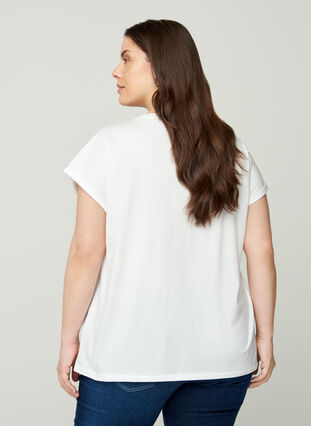 Kortermet t-skjorte i bomull, Bright White, Model image number 1