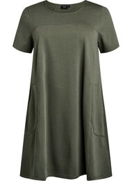 Jerseykjole med korte ermer og lommer, Thyme