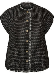 Rutete vest med dekorative knapper, Svart