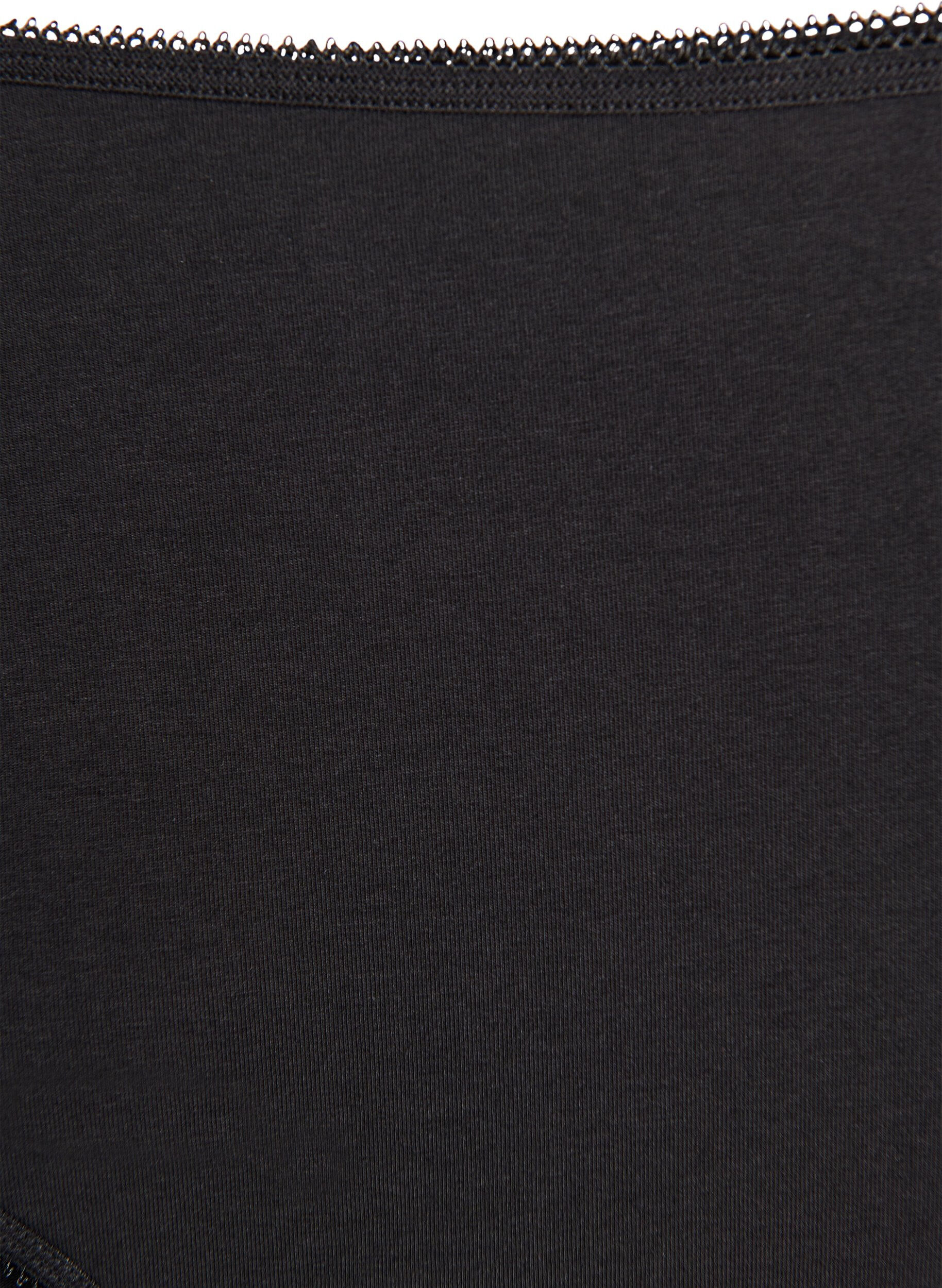 Zizzi Bomullstruse, 3 stk. med normal h&oslash;yde i livet, Svart, Packshot image number 3