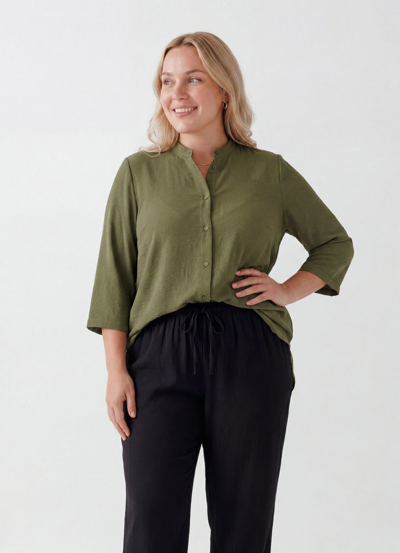 Tunika med 3/4 ermer, Gr&oslash;nn, Model image number 0