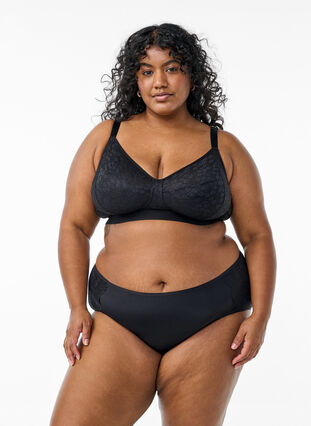 Zizzi Bøylefri bh med blonder, Black, Model image number 2