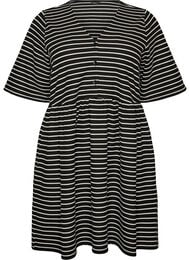 Kjole med ribbet tekstur og empirelinje, Hvit